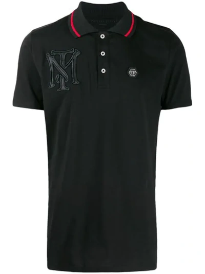 Shop Philipp Plein Scarface Print Polo Shirt In Black