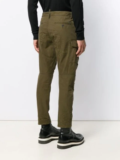 Shop Dsquared2 Panelled Frayed Trousers In Green