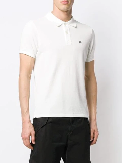 Shop C.p. Company Chest Logo Polo Shirt In White