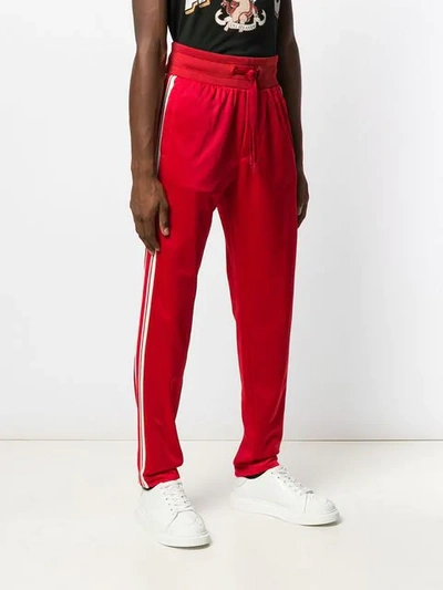 Shop Dolce & Gabbana Logo Striped Track Pants In Red