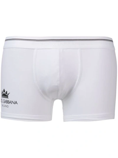 Shop Dolce & Gabbana Logo Slim-fitted Boxers - White