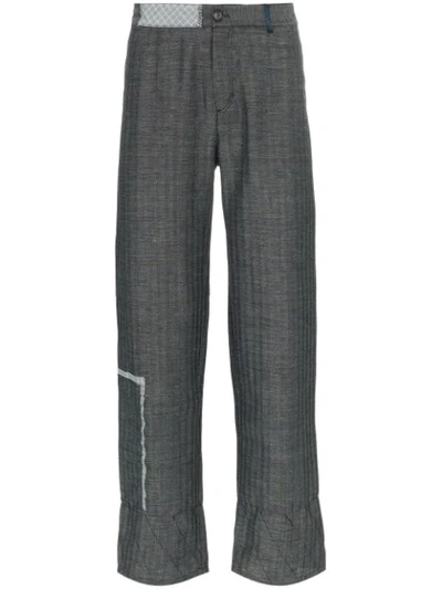 Shop 78 Stitches Slouch Virgin Wool Linen-blend Tapered Trousers In Blue
