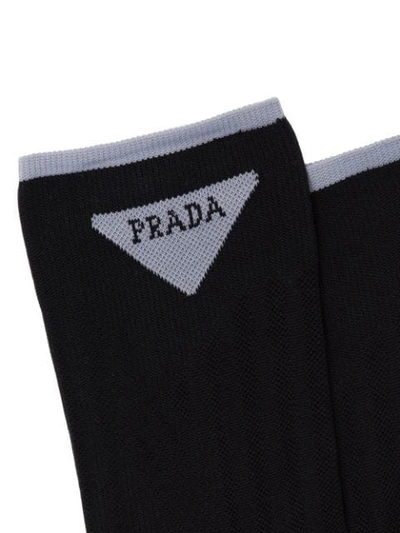Shop Prada Jacquard Triangle Logo Socks In F0002 Black