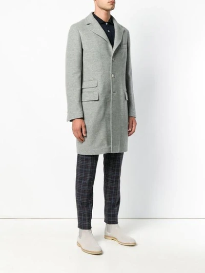 Shop Eleventy Single Breasted Coat In Grey