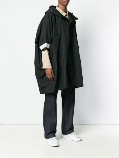 Shop Junya Watanabe Cropped Sleeve Hooded Parka In Black