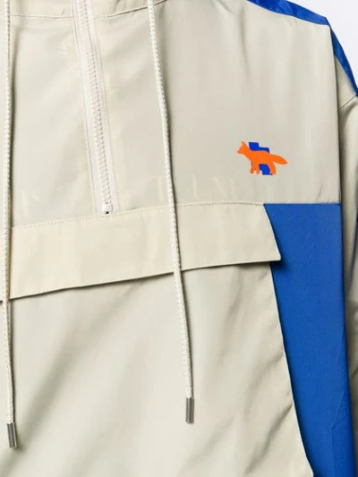 Shop Maison Kitsuné Tetris Fox Zipped Jacket In Blue