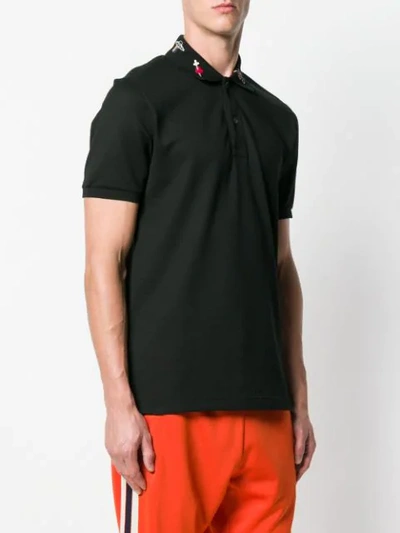 Shop Gucci Embroidered Piqué Polo Shirt In Black