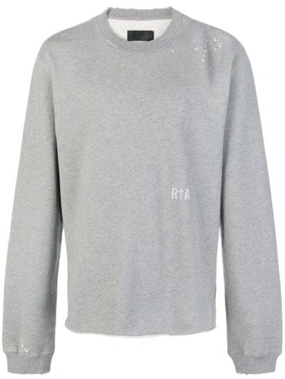 Shop Rta Distressed Severed Hem Sweatshirt In Grey