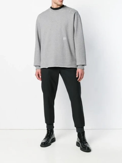 Shop Rta Distressed Severed Hem Sweatshirt In Grey