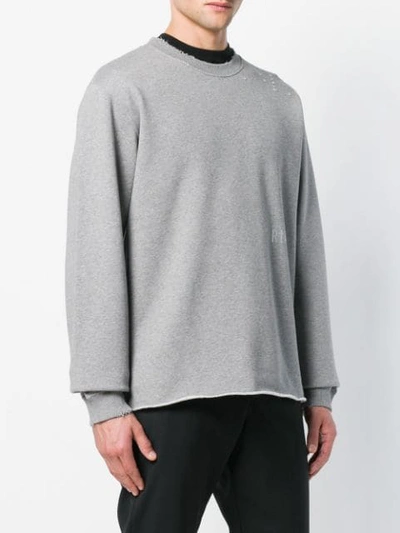 Shop Rta Distressed Severed Hem Sweatshirt In Grey