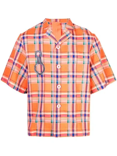 Shop Angus Chiang Good Morning Plaid Shirt In Orange