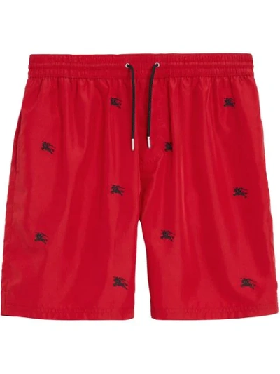 Shop Burberry Archive Logo Swim Shorts In Red