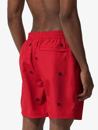 Shop Burberry Archive Logo Swim Shorts In Red