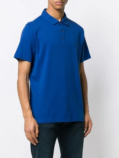 Shop Michael Kors Logo Print Polo Shirt In Blue