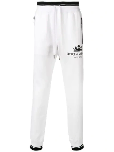 Shop Dolce & Gabbana Crown Logo Sweatpants In White