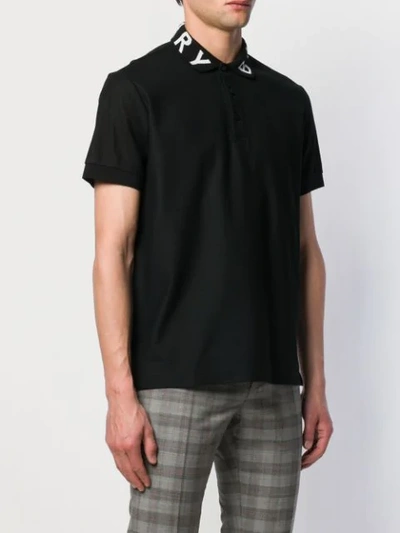 Shop Burberry Logo Collar Polo Shirt In Black