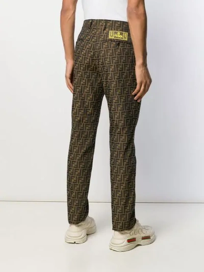 Shop Fendi Monogram Tailored Trousers In Brown