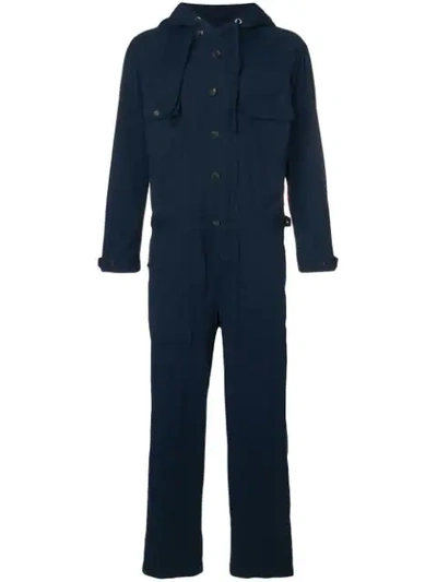 Shop Issey Miyake Hooded Boiler Jumpsuit In Blue
