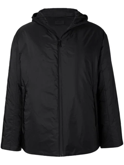 Shop Prada Padded Hooded Jacket In Black