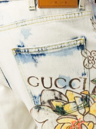 Shop Gucci Floral-print Jeans In Multicolour