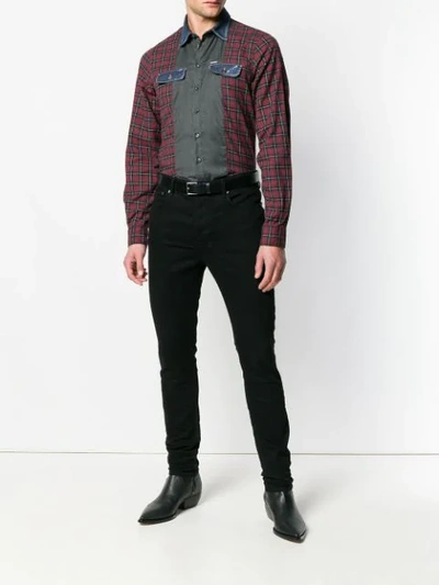 Shop Dsquared2 Color Blocked Pocketed Shirt In Red