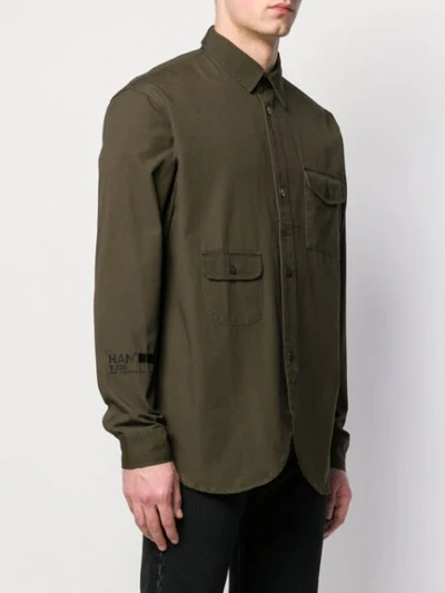 Shop Han Kjobenhavn Pocket Front Army Shirt In Green