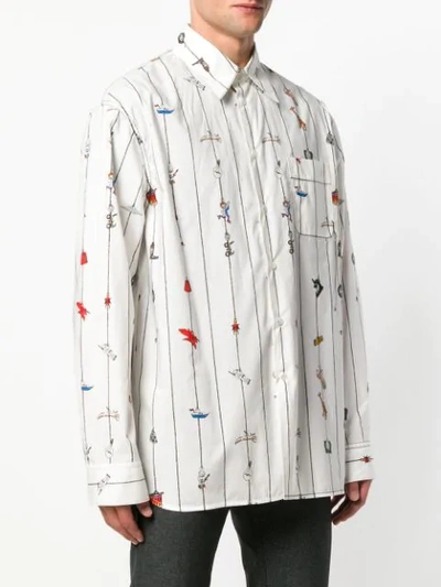 Shop Marni Striped Printed Shirt - White