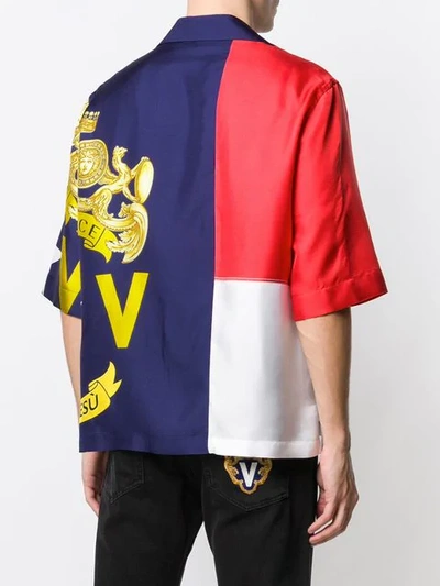 Shop Versace Colour-block Logo Shirt In A794 Bianco-blu