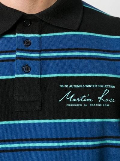 Shop Martine Rose Logo Striped Polo Shirt In Black