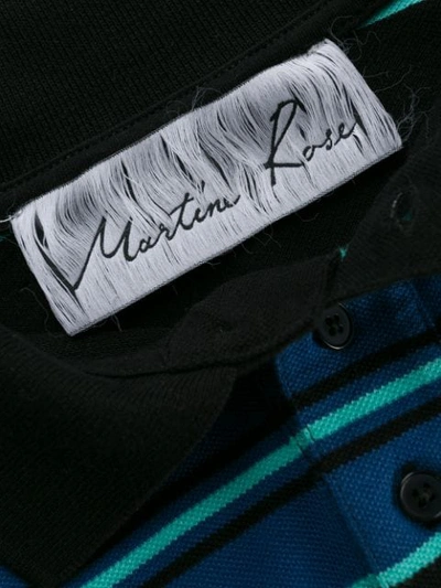 Shop Martine Rose Logo Striped Polo Shirt In Black