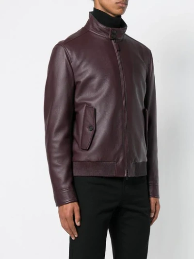 Shop Brioni Front Zipped Bomber Jacket - Red