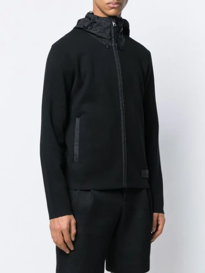 Shop Prada Jersey Zipped Hoodie In Black