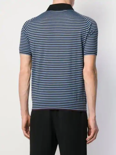 Shop Prada Striped Polo Shirt In Blue
