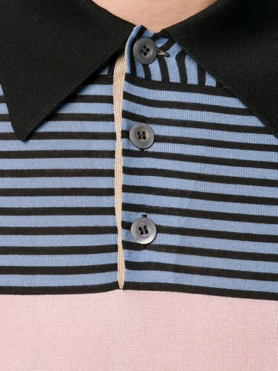 Shop Prada Striped Polo Shirt In Blue