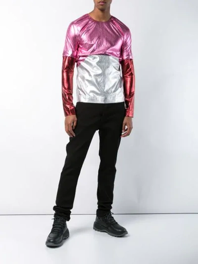 Shop Angus Chiang Metallic Longsleeved Top In Pink