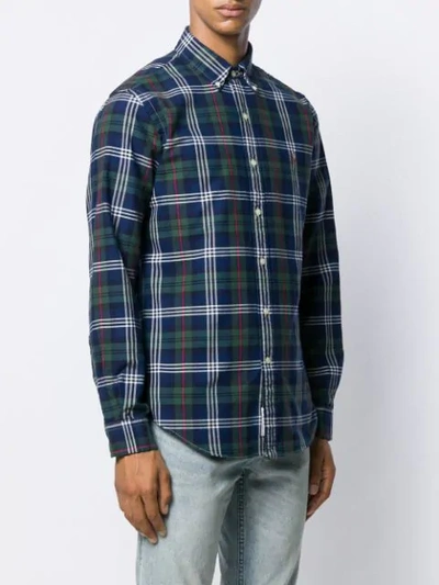 Shop Polo Ralph Lauren Long-sleeved Plaid Shirt In Blue