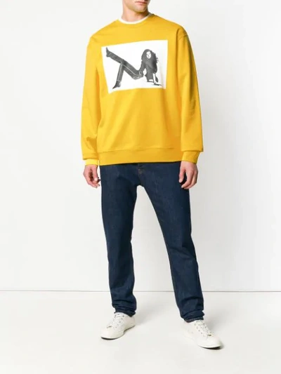 Shop Calvin Klein Jeans Est.1978 Graphic Print Sweatshirt In Yellow
