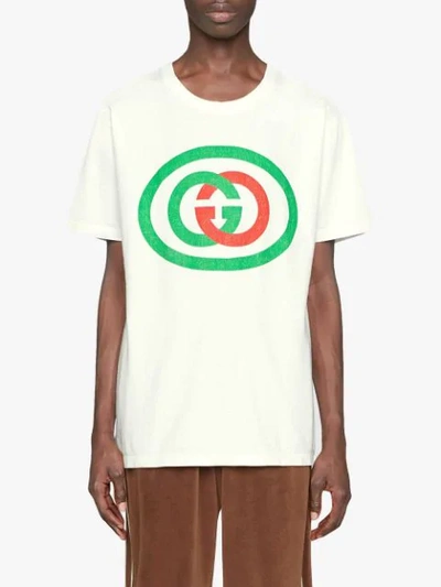 GUCCI OVERSIZED T-SHIRT WITH GG PRINT - 白色