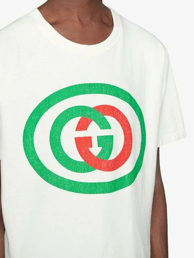 Shop Gucci Oversized T-shirt With Gg Print In White