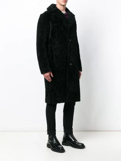 Shop Saint Laurent Shearling Coat In Black