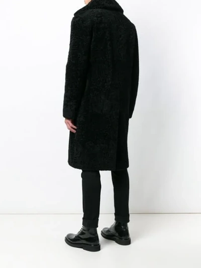 Shop Saint Laurent Shearling Coat In Black