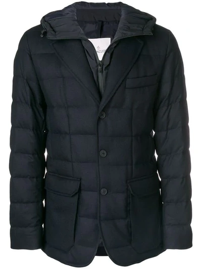 Shop Moncler Blazer-style Quilted Jacket In Blue