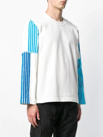 Shop Dima Leu Striped Sleeves Detail Sweatshirt In White