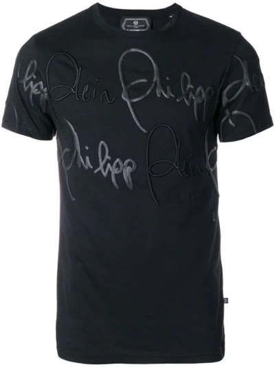 Shop Philipp Plein Signature T-shirt - Black