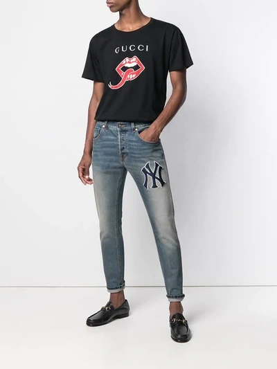Shop Gucci Mouth And Tongue Print T In Black