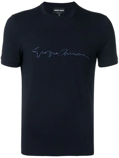 Shop Giorgio Armani Signature Logo T In Blue