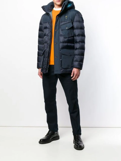 Shop Blauer Quilted Down Coat - Blue