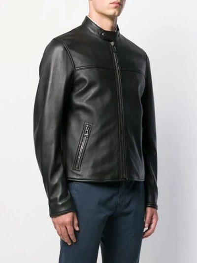 Shop Belstaff Zip-up Leather Jacket In Black