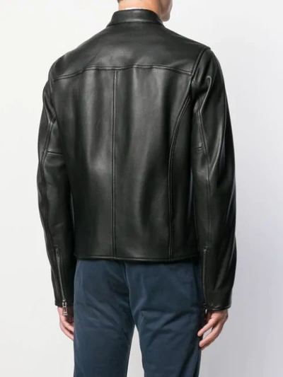 Shop Belstaff Zip-up Leather Jacket In Black