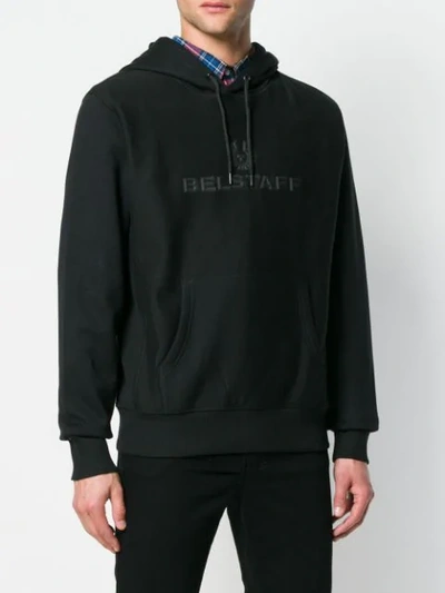 Shop Belstaff Logo Hooded Sweatshirt In Black